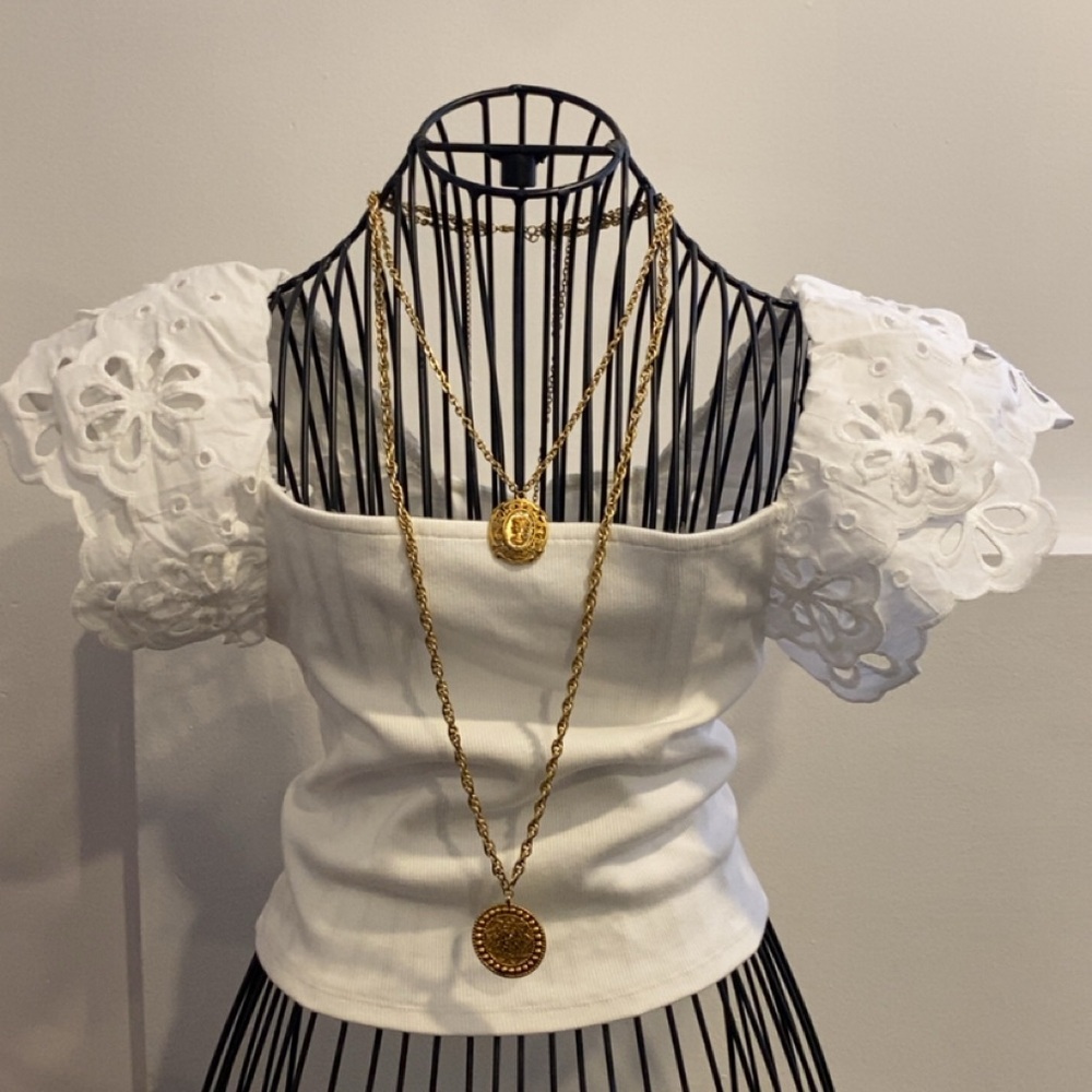 White Puff Sleeve Top Size S